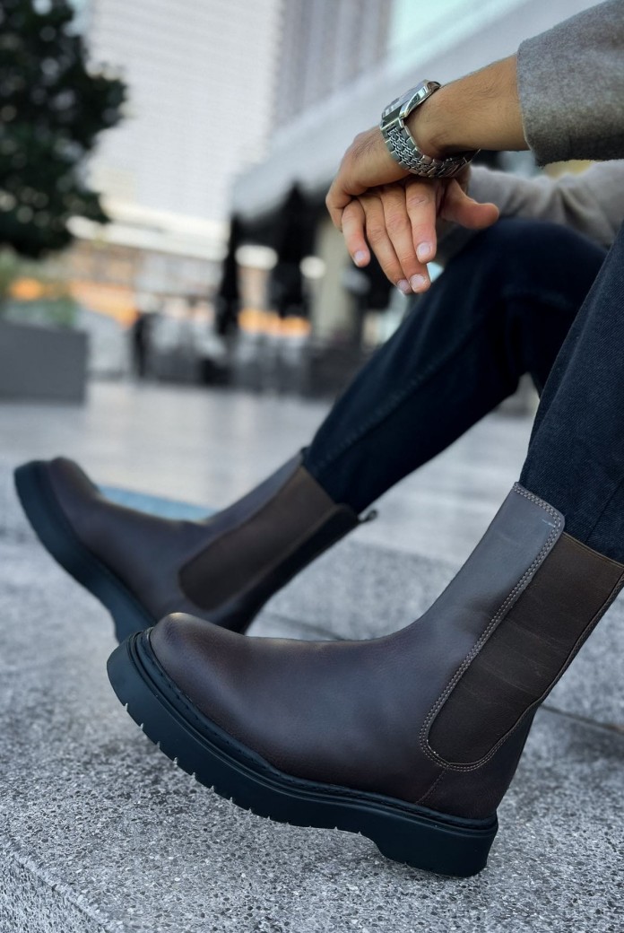 CH223 Alaska Erkek Spor Günlük Bağcıksız Cilt Bot CST - Kahverengi CH223 Alaska Erkek Spor Günlük Bağcıksız Cilt Bot CST - Kahverengi