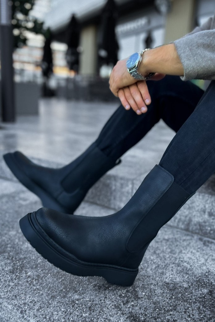 CH223 Alaska Erkek Spor Günlük Bağcıksız Cilt Bot CST - Siyah CH223 Alaska Erkek Spor Günlük Bağcıksız Cilt Bot CST - Siyah