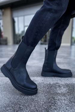 CH223 Alaska Erkek Spor Günlük Bağcıksız Cilt Bot CST - Siyah CH223 Alaska Erkek Spor Günlük Bağcıksız Cilt Bot CST - Siyah