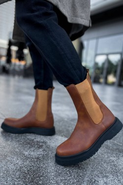 CH223 Alaska Erkek Spor Günlük Bağcıksız Cilt Bot CST - Taba