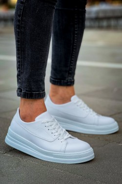 CH2401 Laiva Erkek Günlük Bağcıklı Cilt Spor Sneaker Ayakkabı CBT - Beyaz
