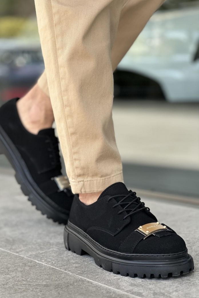 CH2402 Cools Erkek Günlük Bağcıklı Süet Klasik Ayakkabı SST Siyah