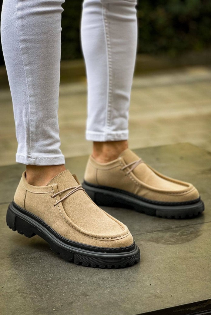 CH2404 Castle Erkek Günlük Bağcıklı Süet Klasik Ayakkabı SST - Bej