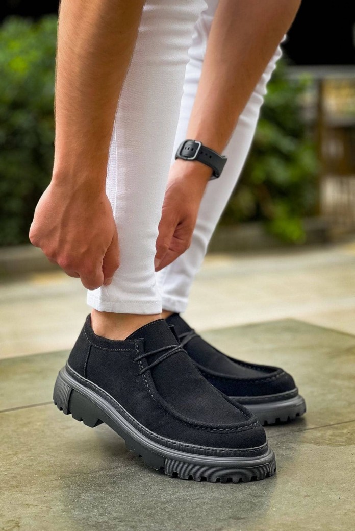 CH2404 Castle Erkek Günlük Bağcıklı Süet Klasik Ayakkabı SST - Siyah