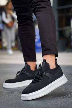 CH2408 Fusion Erkek Günlük Bağcıklı Triko Spor Sneaker Ayakkabı TBT - Siyah