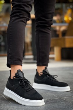 CH2408 Fusion Erkek Günlük Bağcıklı Triko Spor Sneaker Ayakkabı TBT - Siyah