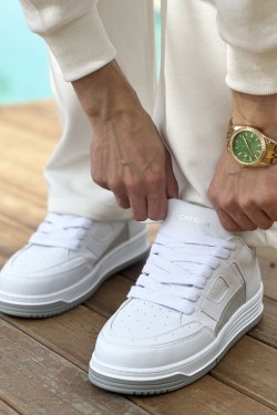 CH2410 Avax Erkek Günlük Bağcıklı Cilt Spor Sneaker Ayakkabı CBT - Beyaz