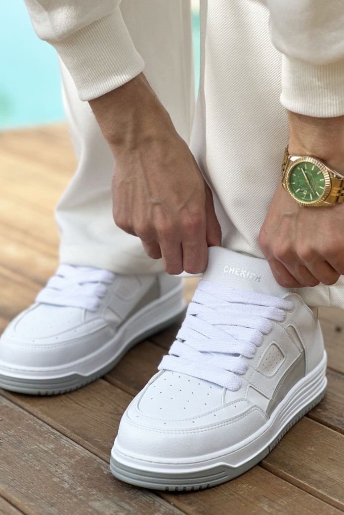 CH2410 Avax Erkek Günlük Bağcıklı Cilt Spor Sneaker Ayakkabı CBT - Beyaz