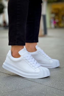 CH2411 Artenay Erkek Günlük Bağcıklı Cilt Spor Sneaker Ayakkabı CBT - Beyaz