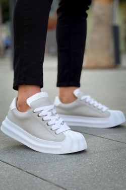 CH2411 Artenay Erkek Günlük Bağcıklı Cilt Spor Sneaker Ayakkabı CBT - Gri