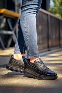 CH2419 Cools Erkek Günlük Bağcıklı Cilt Rugan Spor Sneaker Ayakkabı CRST - Siyah CH2419 Cools Erkek Günlük Bağcıklı Cilt Rugan Spor Sneaker Ayakkabı CRST - Siyah