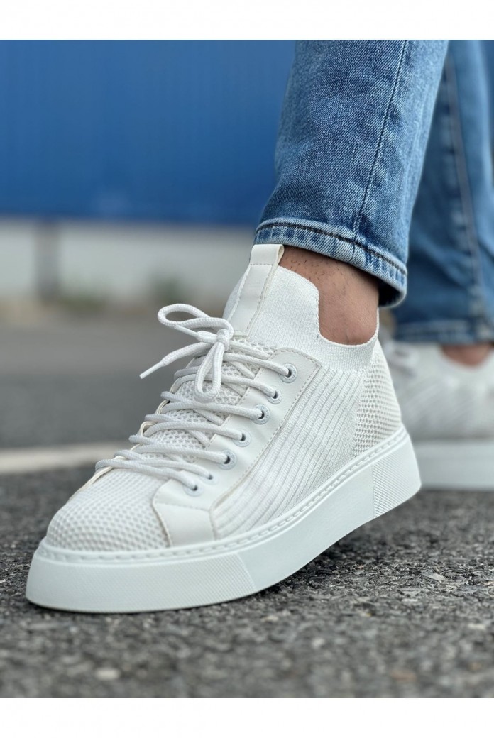 CH2423 During Erkek Günlük Bağcıklı Triko Spor Sneaker Ayakkabı TBT - Beyaz