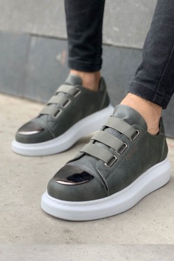 CH251 Mirror Erkek Günlük Lastikli Cilt Spor Sneaker Ayakkabı CBT - Antrasit