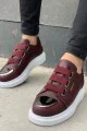 CH251 Mirror Erkek Günlük Lastikli Cilt Spor Sneaker Ayakkabı CBT - Bordo