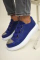 CH251 Mirror Erkek Günlük Lastikli Cilt Spor Sneaker Ayakkabı CBT - Mavi
