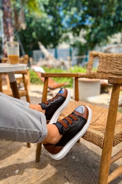 CH251 Mirror Erkek Günlük Lastikli Cilt Spor Sneaker Ayakkabı CBT - Siyah/Taba CH251 Mirror Erkek Günlük Lastikli Cilt Spor Sneaker Ayakkabı CBT - Siyah/Taba