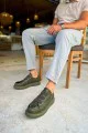 CH251 Mirror Erkek Günlük Lastikli Cilt Spor Sneaker Ayakkabı CHT - Haki
