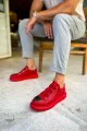 CH251 Mirror Erkek Günlük Lastikli Cilt Spor Sneaker Ayakkabı CKT - Kırmızı