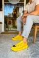 CH251 Mirror Erkek Günlük Lastikli Cilt Spor Sneaker Ayakkabı CST - Sarı