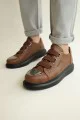 CH251 Mirror Erkek Günlük Lastikli Cilt Spor Sneaker Ayakkabı CST - Taba