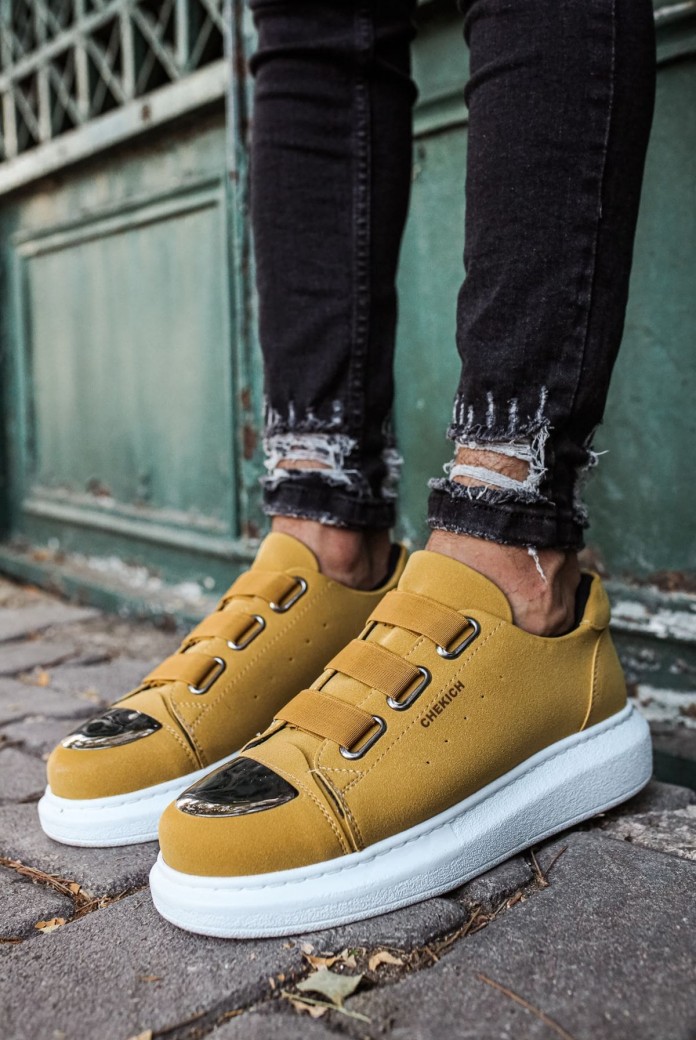 CH251 Mirror Erkek Günlük Lastikli Süet Spor Sneaker Ayakkabı SBT - Sarı