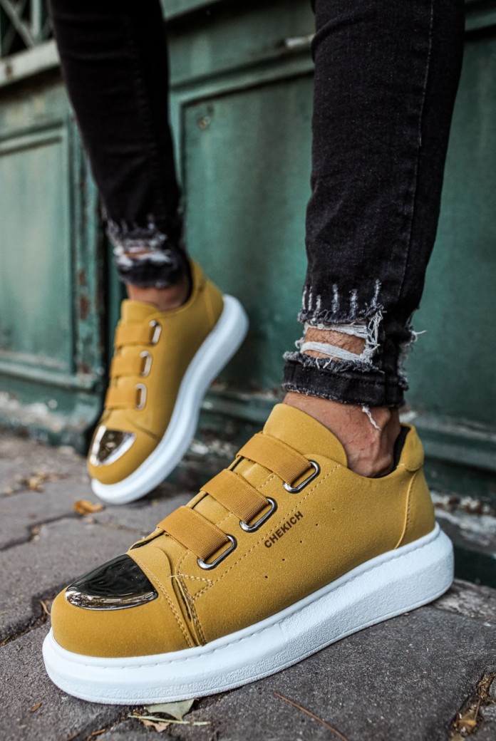 CH251 Mirror Erkek Günlük Lastikli Süet Spor Sneaker Ayakkabı SBT - Sarı