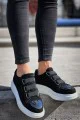 CH251 Mirror Erkek Günlük Lastikli Süet Spor Sneaker Ayakkabı SBT - Siyah