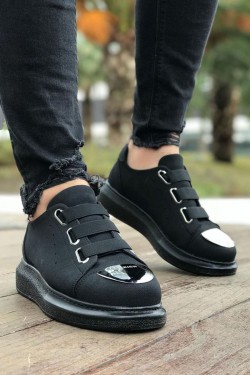CH251 Mirror Erkek Günlük Lastikli Süet Spor Sneaker Ayakkabı SST - Siyah