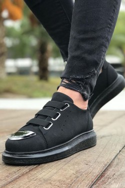 CH251 Mirror Erkek Günlük Lastikli Süet Spor Sneaker Ayakkabı SST - Siyah