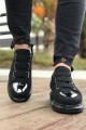 CH251 Mirror Erkek Günlük Lastikli Süet Spor Sneaker Ayakkabı SST - Siyah