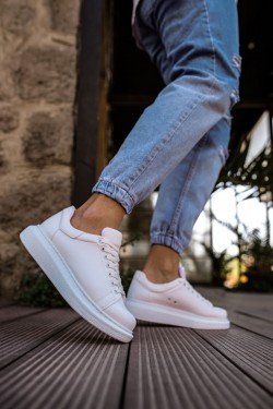 CH257 Estrellas Erkek Günlük Bağcıklı Cilt Spor Sneaker Ayakkabı CBT - Beyaz