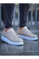 CH257 Estrellas Erkek Günlük Bağcıklı Cilt Spor Sneaker Ayakkabı CBT - Krem
