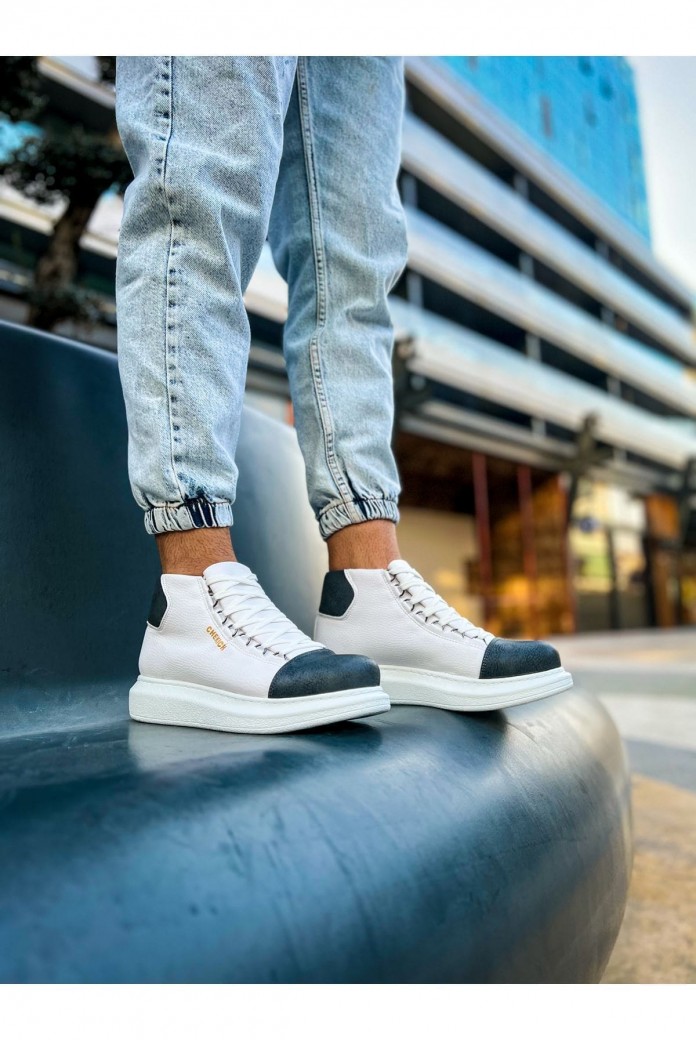 CH258 Roma Colourful Erkek Spor Günlük Bağcıklı Cilt Bot CBT - Beyaz/Antrasit CH258 Roma Colourful Erkek Spor Günlük Bağcıklı Cilt Bot CBT - Beyaz/Antrasit