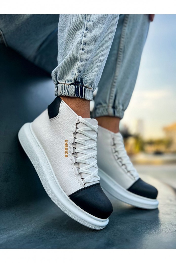 CH258 Roma Colourful Erkek Spor Günlük Bağcıklı Cilt Bot CBT - Beyaz/Siyah CH258 Roma Colourful Erkek Spor Günlük Bağcıklı Cilt Bot CBT - Beyaz/Siyah