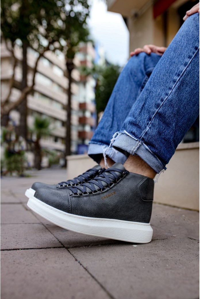 CH258 Roma Erkek Spor Günlük Bağcıklı Cilt Bot CBT - Antrasit