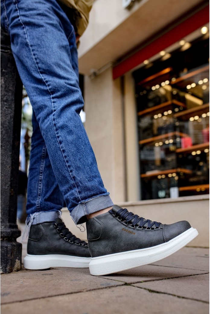 CH258 Roma Erkek Spor Günlük Bağcıklı Cilt Bot CBT - Antrasit