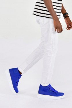 CH258 Roma Erkek Spor Günlük Bağcıklı Cilt Bot CBT - Mavi CH258 Roma Erkek Spor Günlük Bağcıklı Cilt Bot CBT - Mavi