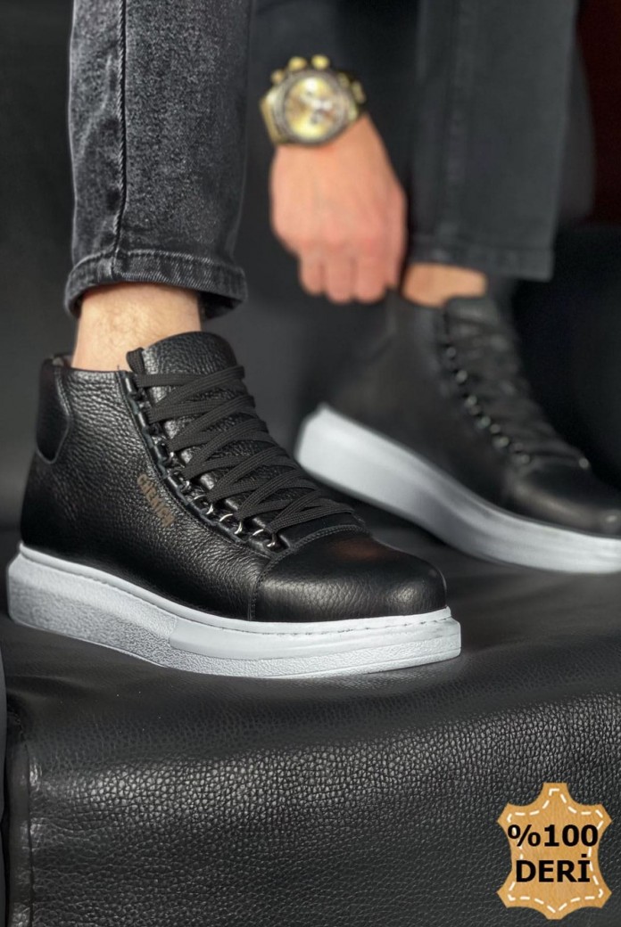 CH258 Roma Erkek Spor Günlük Bağcıklı Hakiki Deri Bot DBT - Siyah