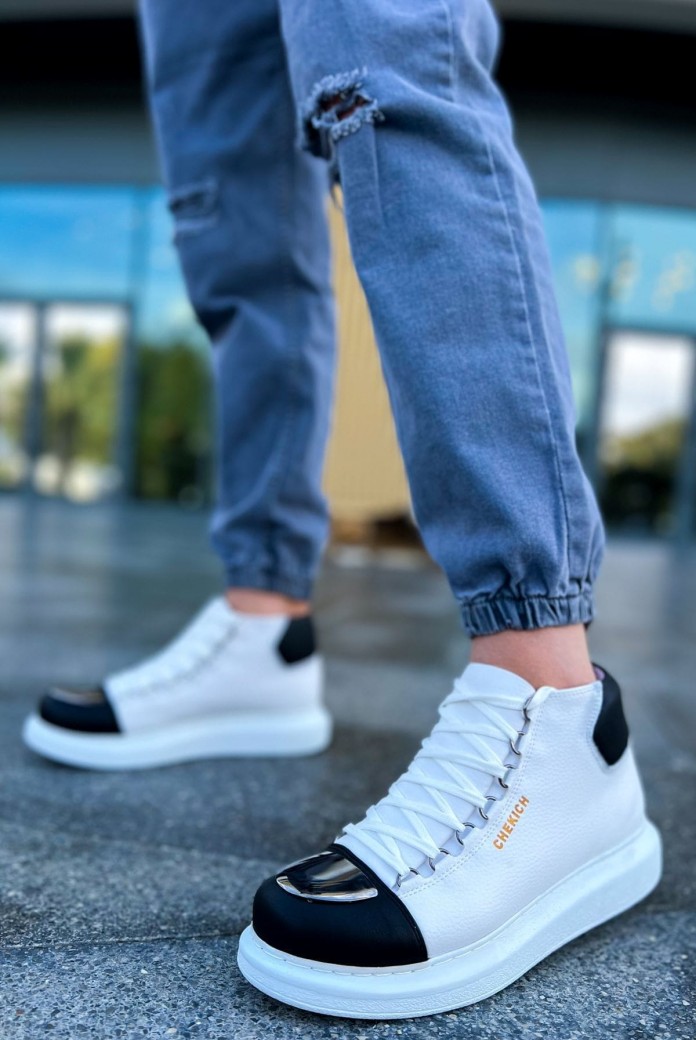 CH267 Roma Mirror Erkek Spor Günlük Bağcıklı Cilt Bot CBT - Beyaz/Siyah CH267 Roma Mirror Erkek Spor Günlük Bağcıklı Cilt Bot CBT - Beyaz/Siyah