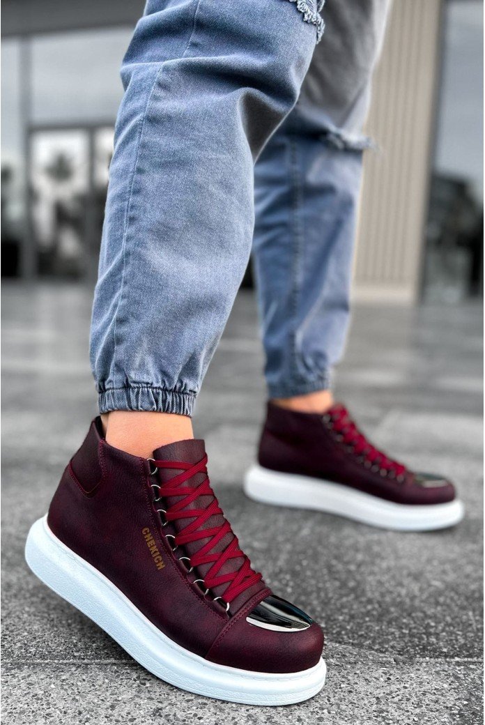 CH267 Roma Mirror Erkek Spor Günlük Bağcıklı Cilt Bot CBT - Bordo CH267 Roma Mirror Erkek Spor Günlük Bağcıklı Cilt Bot CBT - Bordo