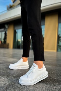 CH271 Ariaso Erkek Günlük Bağcıklı Cilt Spor Sneaker Ayakkabı CBT - Beyaz