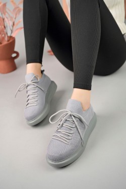 CH307 Tricot Erkek Günlük Bağcıklı Triko Spor Sneaker Ayakkabı TAT - Antrasit