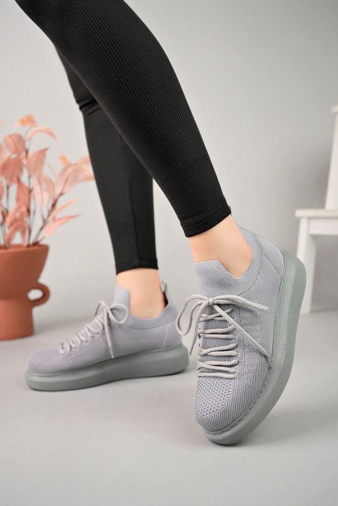 CH307 Tricot Erkek Günlük Bağcıklı Triko Spor Sneaker Ayakkabı TAT - Antrasit