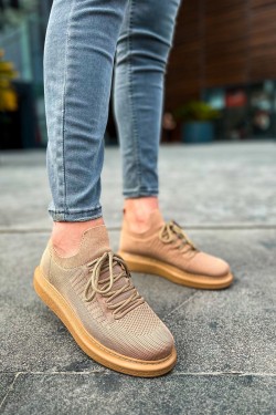 CH307 Tricot Erkek Günlük Bağcıklı Triko Spor Sneaker Ayakkabı TTT - Taba