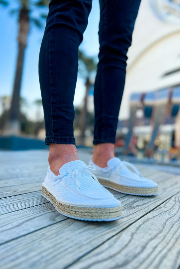 CH311 Espadril Erkek Günlük Bağcıklı Hasır Taban Triko Klasik Ayakkabı THT - Beyaz CH311 Espadril Erkek Günlük Bağcıklı Hasır Taban Triko Klasik Ayakkabı THT - Beyaz