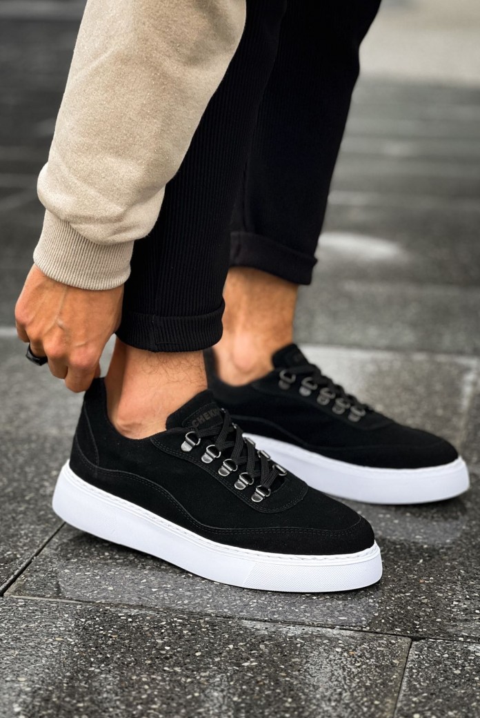 CH319 Stamina Erkek Günlük Bağcıklı Süet Spor Sneaker Ayakkabı SBT - Siyah