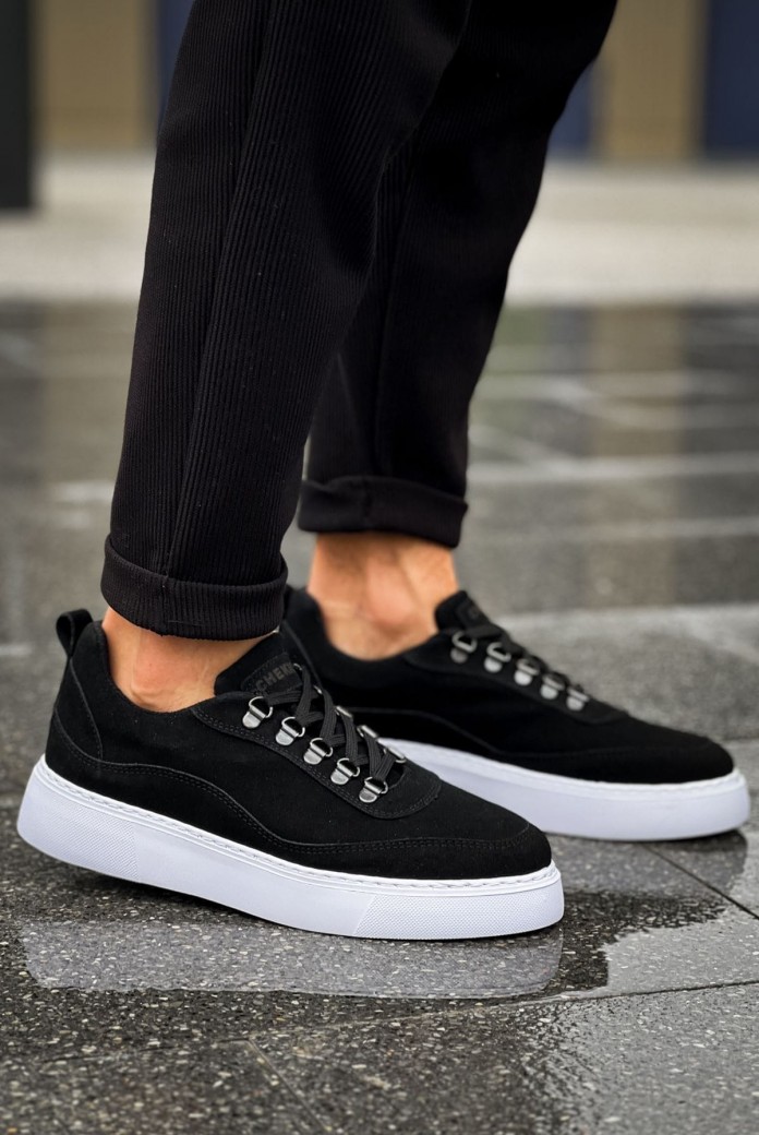 CH319 Stamina Erkek Günlük Bağcıklı Süet Spor Sneaker Ayakkabı SBT - Siyah