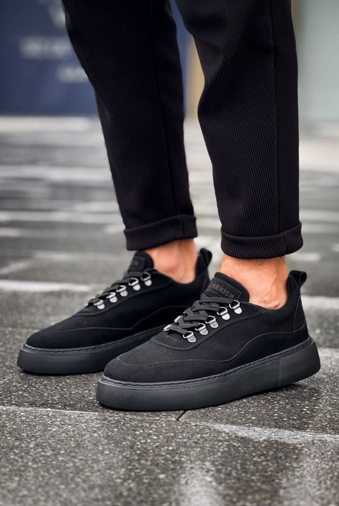 CH319 Stamina Erkek Günlük Bağcıklı Süet Spor Sneaker Ayakkabı SST - Siyah