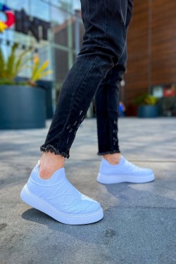 CH411 Craig Erkek Günlük Bağcıksız Triko Spor Sneaker Ayakkabı TBT - Beyaz