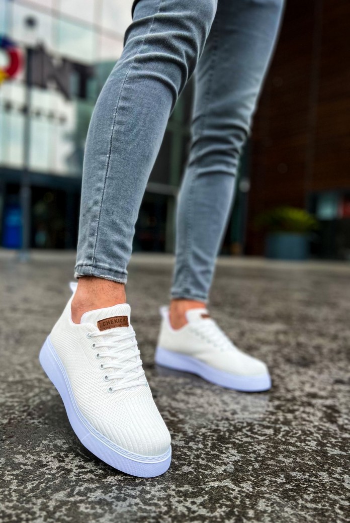 CH413 Crew Erkek Günlük Bağcıklı Triko Spor Sneaker Ayakkabı TBT - Beyaz